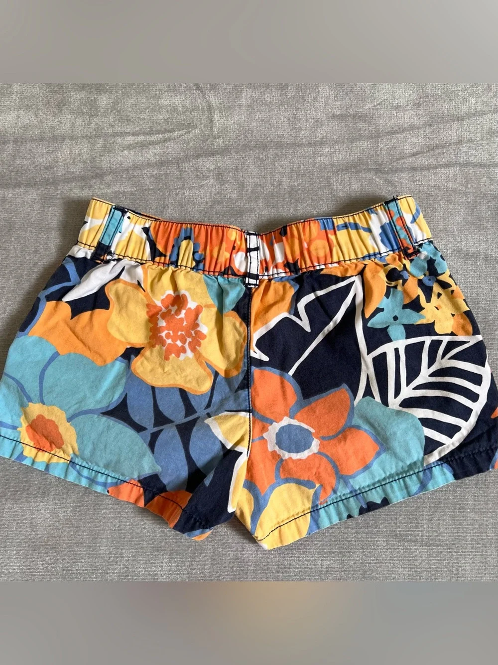 Gymboree Navy, Orange & Aqua Floral Cotton Shorts with Front Button Closure